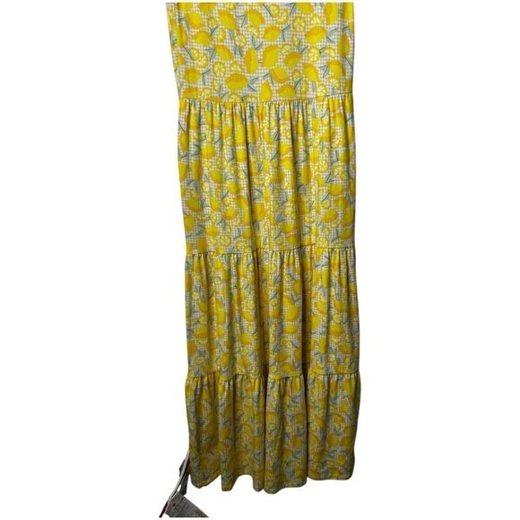 Lands' End Lemon All Over Print Yellow Tiered Maxi Dress Size S Spring Summer - Picture 3 of 10